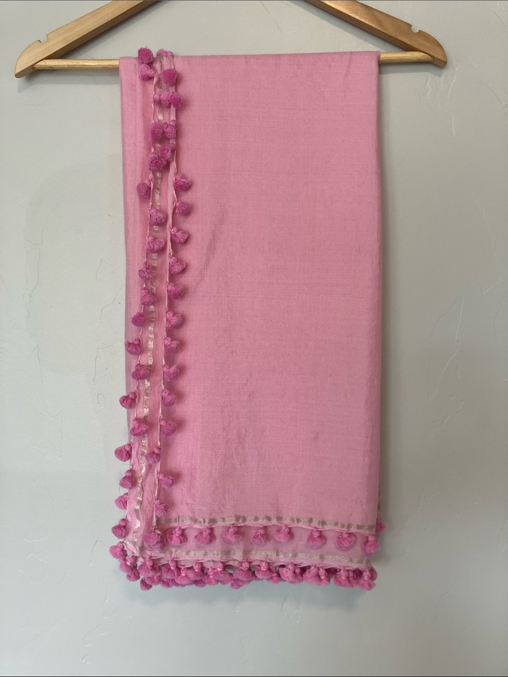 Pink tassel scarf